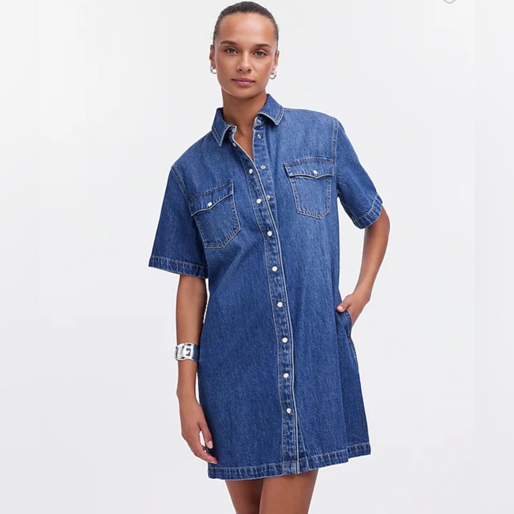 Madewell Blue Denim Mini Shirtdress